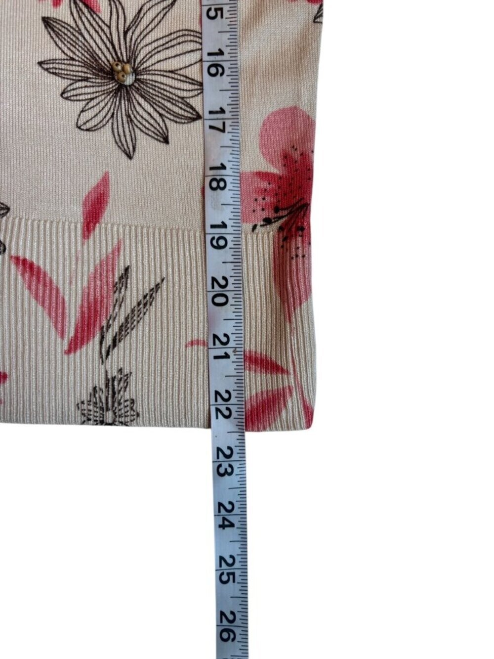 R.Q.T. Women's Tan Floral Casual Light Sweater - Picture 6 of 6